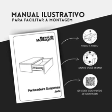 Camarim Suspenso Multifuncional Corrediça Organizador Penteadeira Salão De Cabelereiro Aéreo Com Gaveta Multiuso Organizadora Preta Penteadeira Escrivaninha Pequena Porta Maquiagem Objetos Moderna Branca - Branco - Visão 9