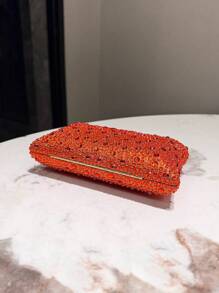 Một chiếc ly hợp trang trí đính đá nóng hai mặt lấp lánh màu cam, dây đeo chéo bằng kim loại, túi buổi tối cổ điển, thanh lịch, thời trang, thích hợp cho các bữa tối trang trọng, tiệc tùng, đám cưới, tiệc, lễ hội và quý cô. Món quà dành cho phụ nữ - trái cam - Xem 7