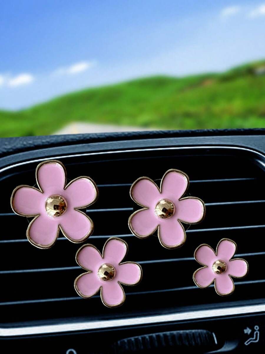 4入組車用空調出風口裝飾，可愛花朵車用空調出風口裝飾，車內用品 - 均碼 - 查看 1