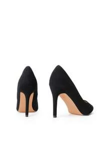 女式尖頭實色細高跟泵鞋，典雅時尚，適合婚禮派對和正式及非正式場合 - 黑色 - 查看 8