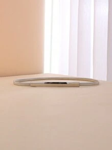 1pc Elegant Women's Thin Waist Belt, Elastic Buckle Waist Strap, Metal Leather Belt Suitable For Dresses, Shirts, Pants, Commuting, Daily Wear, Party - Metal Belt - View 13