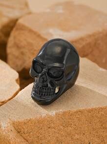 1pc Stainless Steel 18K Gold Plated Punk Gothic Skull Head Pattern Ring Face Men's Rings Summer Jewelry