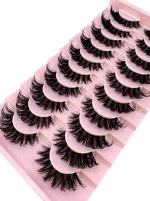 HBZGTLAD 10對自然款式隱形帶假睫毛，3D人造貂毛睫毛，短長度透明帶，柔軟輕巧，適合睫毛延伸 - 自然纖長款 - 查看 6