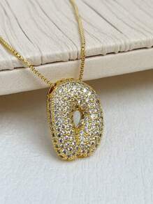 1 Peça Novo Colar de pingente de letra A-Z 26 CZ Exagerado Grande Estilo Hip-Hop de Luxo, Colar de corrente em aço inoxidável com banho de ouro 18K para homens e mulheres com nome ou inicial.