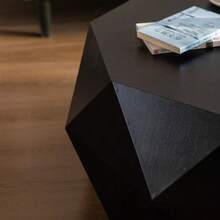38"Three-Dimensional Embossed Pattern Design American Retro Style Coffee Table,Black Tabletop - 黑色+中密度纖維板 - 查看 5