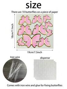 10 件 3D 粉色和紫色蝴蝶蛋糕装饰，纸质生日蛋糕装饰，迷你纸杯蛋糕装饰，烘焙和婚礼装饰，生日派对、婚礼和节日的桌面装饰。易于插入。，圣诞节 - 彩色 - 查看 3