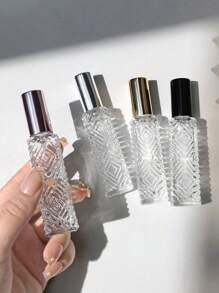 1 peça / 2 peças / 4 peças 12ml Frasco de Vidro com Cabeça de Spray de Alumínio em Padrão de Diamante Pequeno Frasco de Atômizador de Perfume