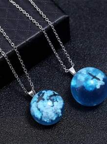 Colgante de nube esférica de doble pájaro hecho a mano, creativo, Planeta de fantasía, dibujos animados, cielo azul, Nube Blanca - Cielo azul - Ver 2