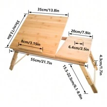 KKTONER Bamboo Laptop Tray Lap Desk Table With Height Adjustable Foldable Legs Portable Laptop Tray Breakfast Snack Serving Tray Bed Table Drawing Table (FLAT) - Yellow - View 2