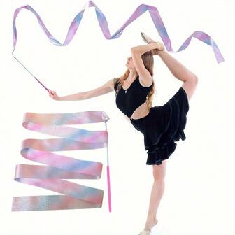 1条/2条闪亮亮片舞蹈彩带 - 非常适合韵律艺术、体操和芭蕾舞旋转