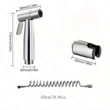 Set de ducha de alta presión de acero inoxidable de 3 piezas con pistola rociadora manual y accesorio de bidé - Accesorios de baño para una limpieza y comodidad mejorada. Set de pistola rociadora para inodoro y ducha presurizada, adecuada para baño, inodoro, exterior, etc. ¡Fácil de limpiar! Adecuada para alimentos y cocinas, utensilios de cocina y herramientas de cocina y viaje.