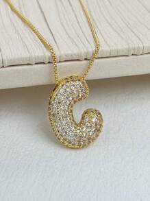 1 Peça Novo Colar de pingente de letra A-Z 26 CZ Exagerado Grande Estilo Hip-Hop de Luxo, Colar de corrente em aço inoxidável com banho de ouro 18K para homens e mulheres com nome ou inicial.