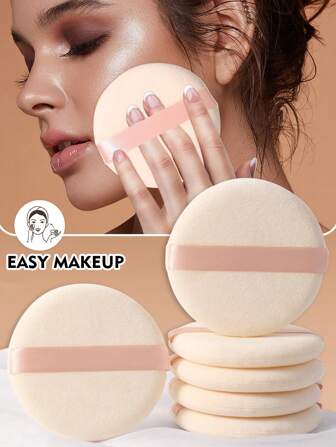 6 件套化妆粉扑套装，柔软圆形矿物粉扑，适用于面部化妆，价格实惠，可用于房间装饰、梳妆台、旅行、卧室等场合，是化妆配件的理想之选。产品包括粉扑、美妆蛋、粉扑、化妆海绵等，价格低廉，适合作为圣诞礼物、化妆品、化妆工具等。