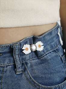 4套/1套裤子腰部紧固件可拆卸牛仔裤纽扣宽松牛仔裤无需缝纫无需工具纽扣别针牛仔裤可调节牛仔裤纽扣别针雏菊花即时裤子纽扣紧固件 - 彩色 - 查看 10