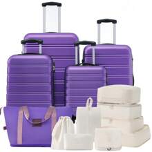 Luggage Set 4 Piece, Hardside Expandable Luggage With Spinner Wheels, ABS Hardshell TSA Lock Spinner Wheels Luggage With Travel Bag, Lightweight Carry On Travel Luggage Suitcase, 16" 20" 24" 28" - Purple - View 1