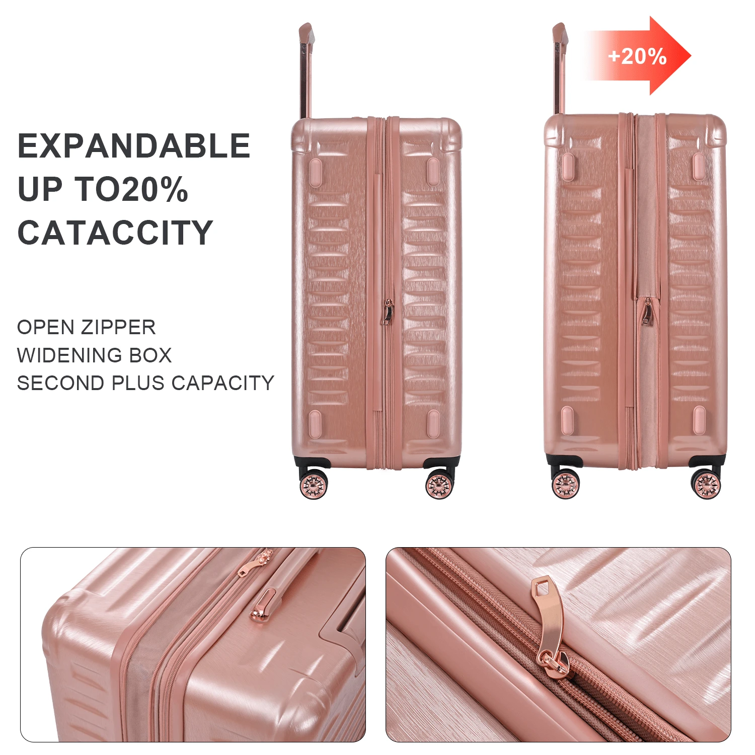 Luggage Sets New Model Expandable ABS+PC 3 Piece Sets With Spinner