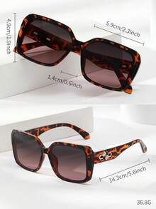 女士豹纹多边形镜框时尚眼镜，适合旅行、驾驶、海滩的时尚太阳镜，个性化海滩配饰女士眼镜太阳镜 - 彩色 - 查看 2