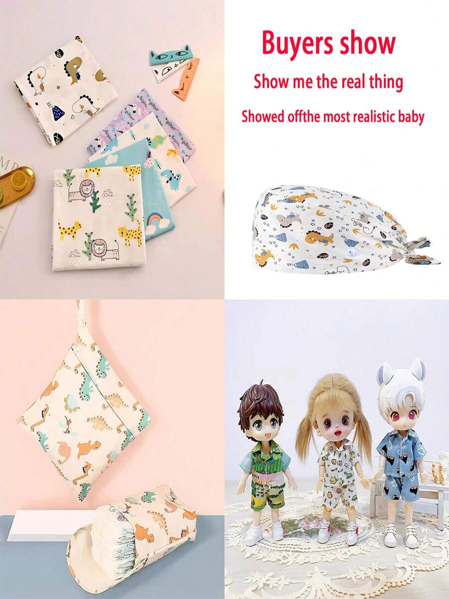 5pcs Cartoon Dinosaur & Lion Series Twill For DIY Baby Bedding Clothes And Quilting, Bedding Fabric - Multicolor - View 1