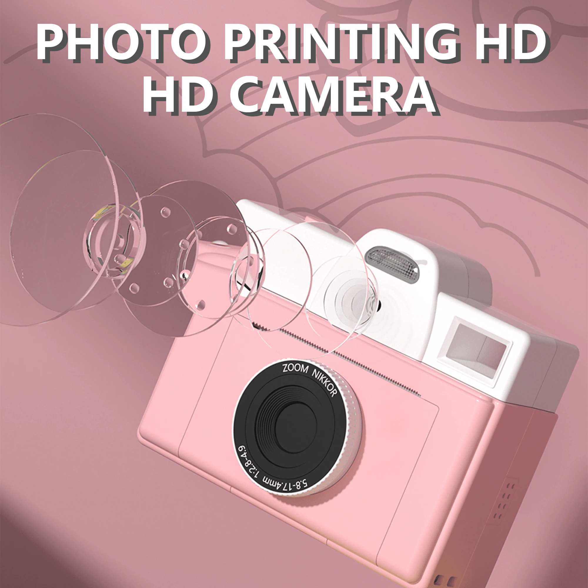 New Mini HD Digital Camera Printer Combo With Thermal Paper, Black And