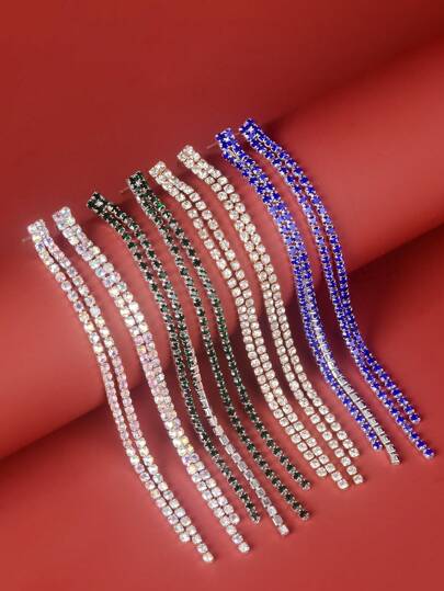 أقراط تاسل مرصعة بحجر الراينستون العصرية للنساء، إكسسوار بسيط للاستخدام اليومي