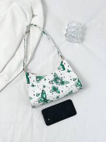 Solid Color Minimalist Lightweight Hobo Shoulder Bag - Green - View 5