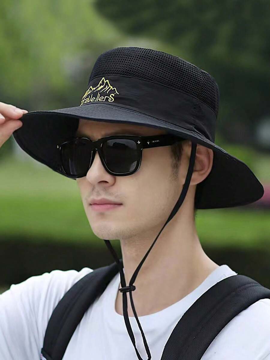 Gorra de malla para hombre transpirable con protección solar ligera y cuerda a prueba de viento para actividades al aire libre como pesca y montañismo - A - Ver 1