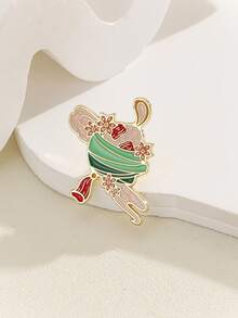 6入組可愛時尚元素鄉村節日風格荷花和平扣粽子中性胸針，適合日常節日宴會穿著的校袋裝飾物 - 彩色 - 查看 5