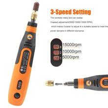 Electric Cordless Grinder Rotary Tool Drill Kit,Grinding Sanding Polishing Set Variable Speed W/46 Accessories,Type-C Charging Power Rotary Tool For Engraving, Sanding, Polishing, Drilling, Grinding, Small DIY Crafts Tools - Orange - View 3