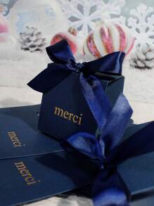 10件装 Merci 派对礼品盒 婚礼糖果盒 婴儿送礼会纸质礼品袋 生日圣诞回礼盒包装