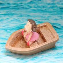 1 Set,2pcs Miniature Resin Boat Figurine, Fairy Garden Accessory, Decorative Micro Landscape Ornament, Aquarium Terrarium Decor, Rustic Brown Ornament - Multicolor - View 7