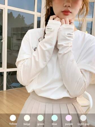 1 双女士蝴蝶结装饰冰丝袖套，宽松透气防紫外线，适合开车骑车，可爱夏季