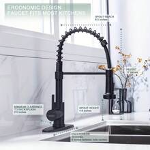 Kitchen Faucet With Pull Down Sprayer Brushed Nickel Stainless Steel Single Handle Pull Out Spring Sink Faucets 1 Hole Or 3 Hole Dual Function For Farmhouse Camper Laundry Utility Rv Wet Bar