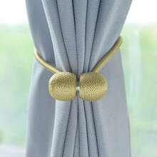 2pcs Magnetic Curtain Tiebacks, Modern Simple Curtain Buckle, No Drilling Installation - Yellow - View 3