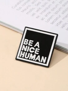 1pc Fashionable Minimalist Alloy Letter Brooch English Alphabet Drip Badge Pin For Clothes Or Bags, Black And White Simple Personalized Badge, Cute Backpack Decoration Medal Dress Accessories Bag Charm School Office Accessories Shirts Jacket Jewelry Christmas Halloween Clothes Pin Funny Teacher Gifts - Black - View 6