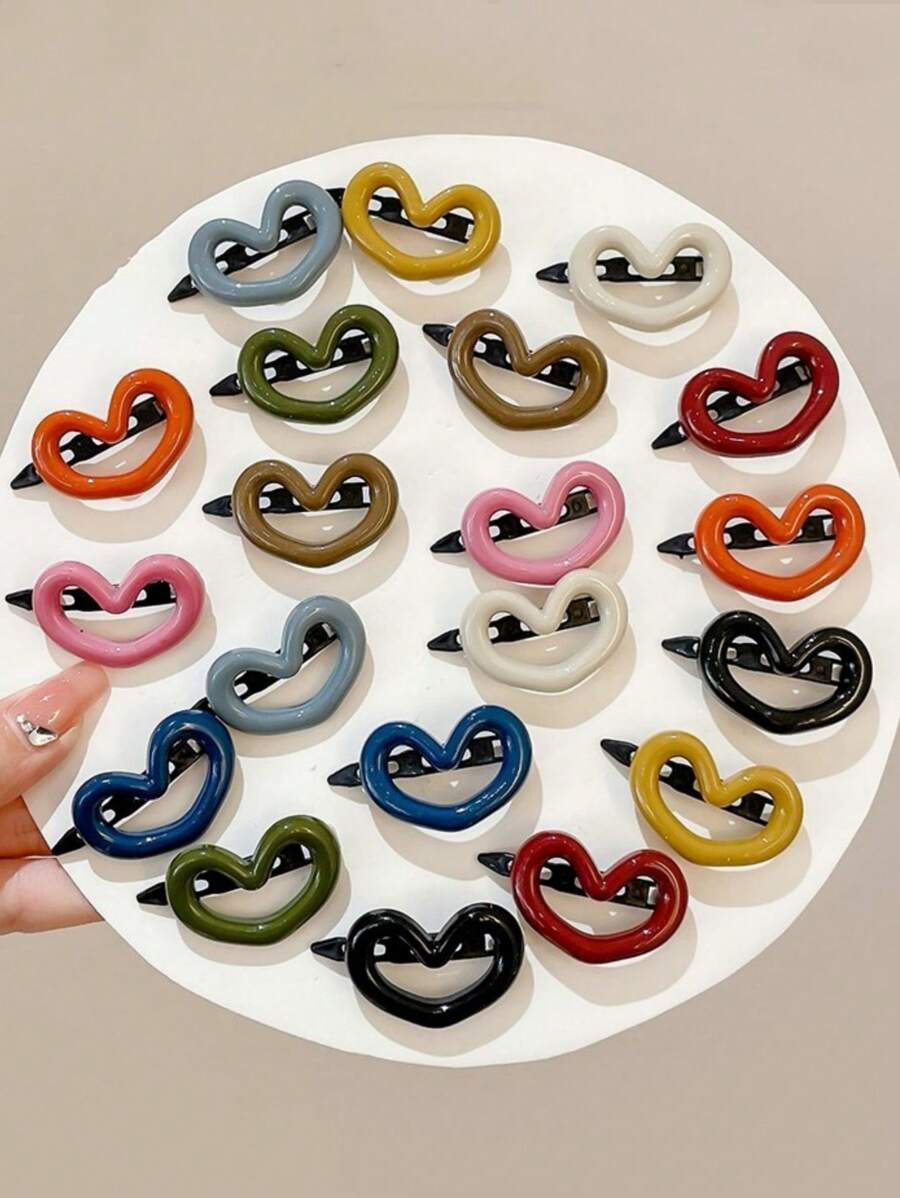 20 piezas de Pinzas para el cabello con forma de corazón dulce y lindo de inspiración Y2K, apropiado para uso diario, boda, fiesta, trayecto, escuela, oficina, playa, vacaciones, cumpleaños, festivales, regalos del Día de San Valentín