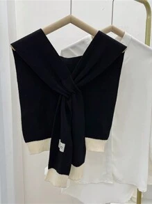 1 pieza Chal/Poncho de punto con decoración acrílica, estilo clásico casual de vacaciones con protección solar y UV, perfecto como accesorio de viaje al aire libre para mujeres