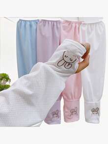 1 par de mangas de hielo de malla transpirable de manga ancha para mujer, mangas de brazo de cubierta de protección solar con diseño lindo de conejo para el verano - Multicolor - Ver 1