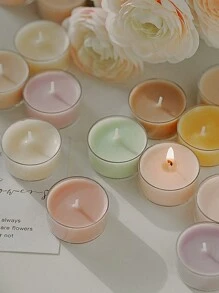 4pcs Handmade Smokeless Soy Wax Round Tea Wax Ambiance Gift Creative Fragrance Premium Wedding Companion Aromatherapy Candle Home Table Decoration Small Candle (2.3 Oz Approx. 1.5-2 Hours Burn) Gift Birthday Gift Aromatherapy Stress Relief Small Tea Wax Round Tea Wax Set,Room Decor,Gifts Graduation