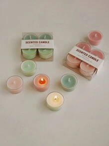 4pcs Handmade Smokeless Soy Wax Round Tea Wax Ambiance Gift Creative Fragrance Premium Wedding Companion Aromatherapy Candle Home Table Decoration Small Candle (2.3 Oz Approx. 1.5-2 Hours Burn) Gift Birthday Gift Aromatherapy Stress Relief Small Tea Wax Round Tea Wax Set,Room Decor,Gifts Graduation