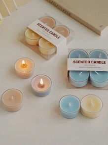 4pcs Handmade Smokeless Soy Wax Round Tea Wax Ambiance Gift Creative Fragrance Premium Wedding Companion Aromatherapy Candle Home Table Decoration Small Candle (2.3 Oz Approx. 1.5-2 Hours Burn) Gift Birthday Gift Aromatherapy Stress Relief Small Tea Wax Round Tea Wax Set,Room Decor,Gifts Graduation