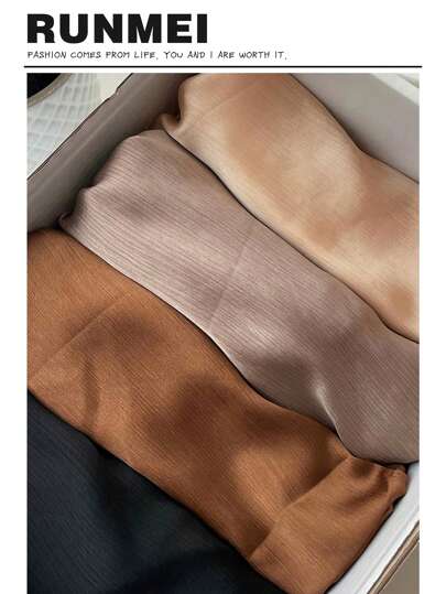 1pc Ladies' Elegant Solid Color Lustrous Satin Natural Crush Scarf, Can Be Used As Headscarf Hijab,Shawl