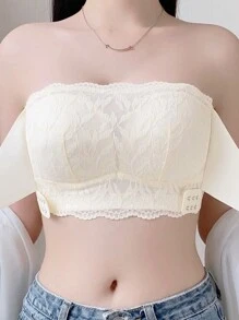 Front Closure Lace Comfortable Bra Wireless, Anti-Slip And Breathable, Push-Up And Prevent Sagging, Full Coverage And Beautiful Back, Molded Cup, Lingerie