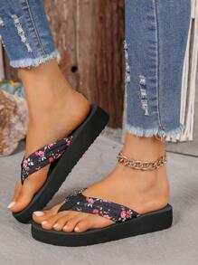 Sandalias de mujer de moda de verano con cuña y dedal, suela gruesa antideslizante para playa, chanclas cómodas y casuales para vacaciones