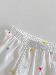Conjunto de parte superior bordada y shorts con estampado floral para bebé niña en verano