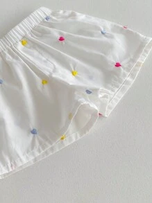 Conjunto de parte superior bordada y shorts con estampado floral para bebé niña en verano
