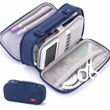 1 pieza Estuche grande de lápices, Bolsa para lápices con cremallera portátil, Bolsa de almacenamiento de papelería simple, Apta para estudiantes, útiles escolares, de vuelta a la escuela, suministros escolares, estuche para lápices, mochila escolar