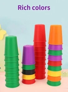 12pcs Stacking Cup Game Set With Mats, Competitive Stacking Disc Cup Duelling Tabletop Game Toys - Multicolor - View 7
