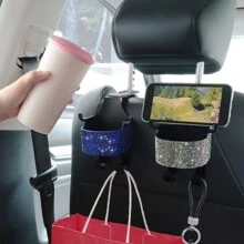 1个新款水钻多功能汽车座椅收纳袋，带杯架、二合一汽车挂钩，安装简便 - 耐用ABS材质收纳袋，便携式 - 均碼 - 查看 7