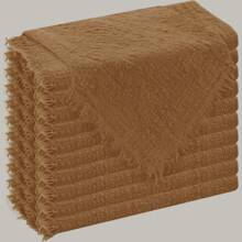 6/12/18 件纯色布餐巾，带流苏，适合婚礼、聚会、派对和日常使用