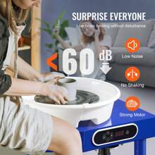 Pottery Wheel, 10in Ceramic Wheel Forming Machine, Foot Pedal ABS Detachable Basin, 60-300RPM Adjustable Speed Manual LCD Panel, Sculpting Tool Apron Accessory Kit For Work Art Craft DIY
